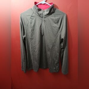 Women's Grey And Red  Quarter-Zip Jacket